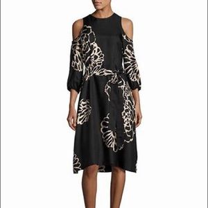 Tibi Orla Bloom cold shoulder dress 100% silk size 4